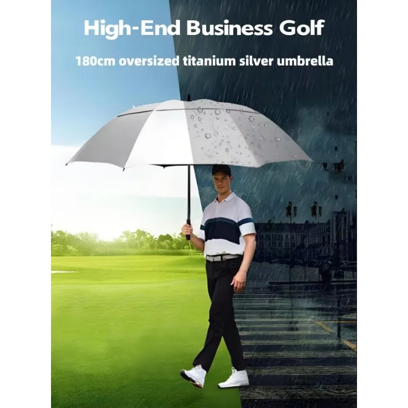 Golf Umbrella Large - Payung Otomatis Ultra-Besar 180cm Lapisan Titanium-Perak