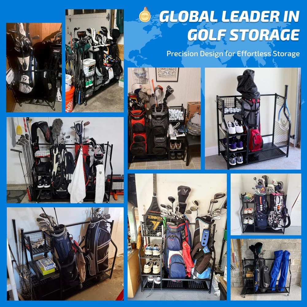 Golf Equipment Garage Storage - Rak Penyimpanan Tas Golf Ekstra Besar,
