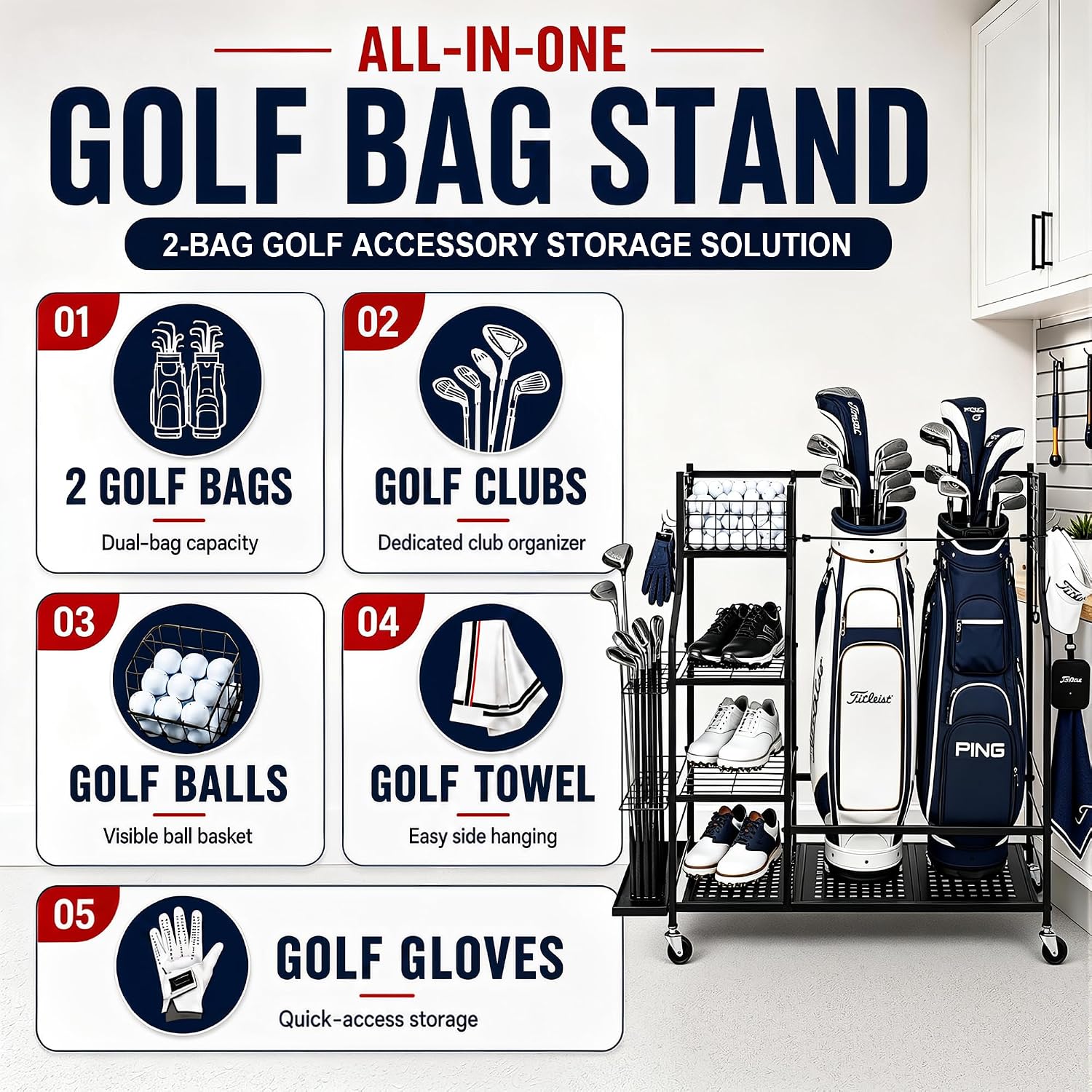 Rak Penyimpanan Tas Golf Tugas - Golf Equipment Garage Storage ulasan dan harga