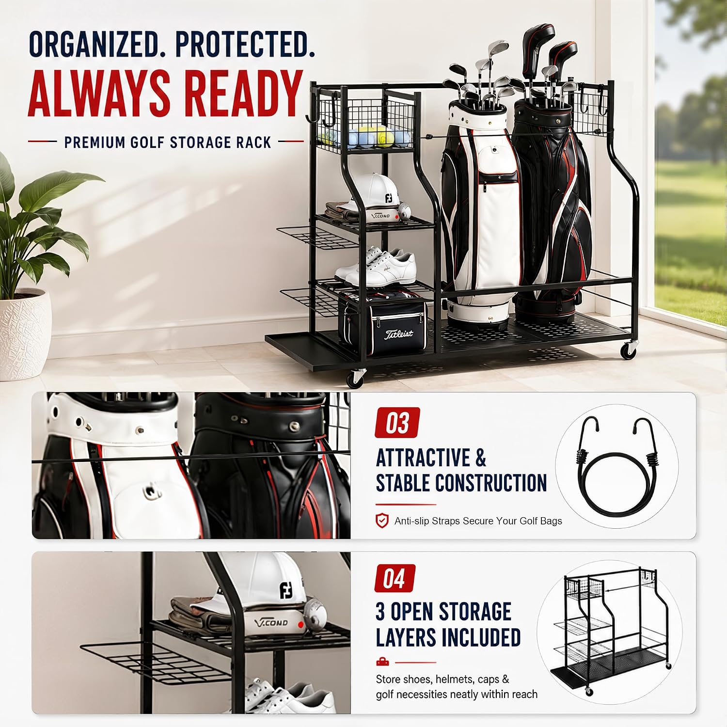 Rak Penyimpanan Tas Golf Tugas - Golf Equipment Garage Storage ulasan dan harga