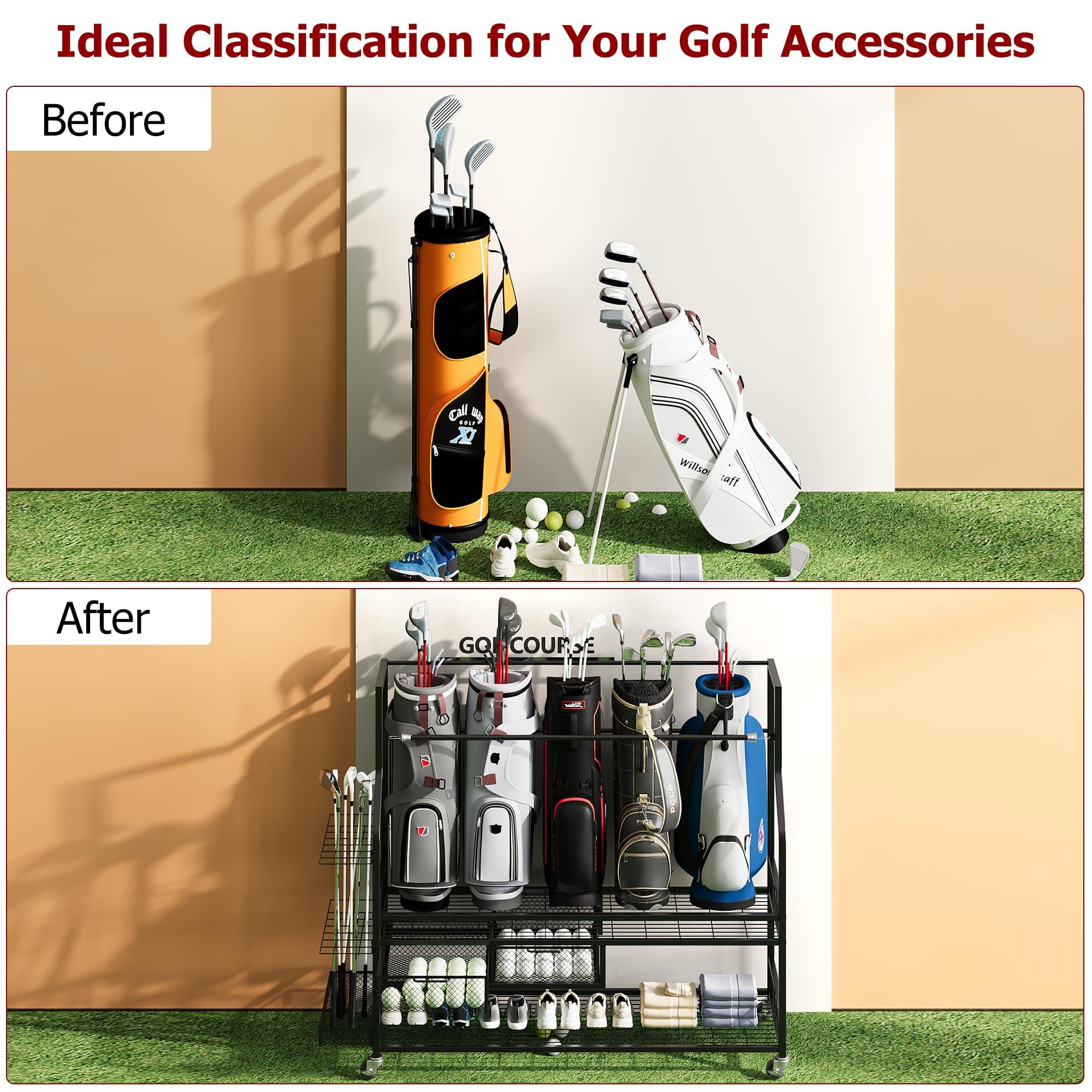 Organizer Penyimpanan Tas Golf - Golf Equipment Garage Storage ulasan dan harga