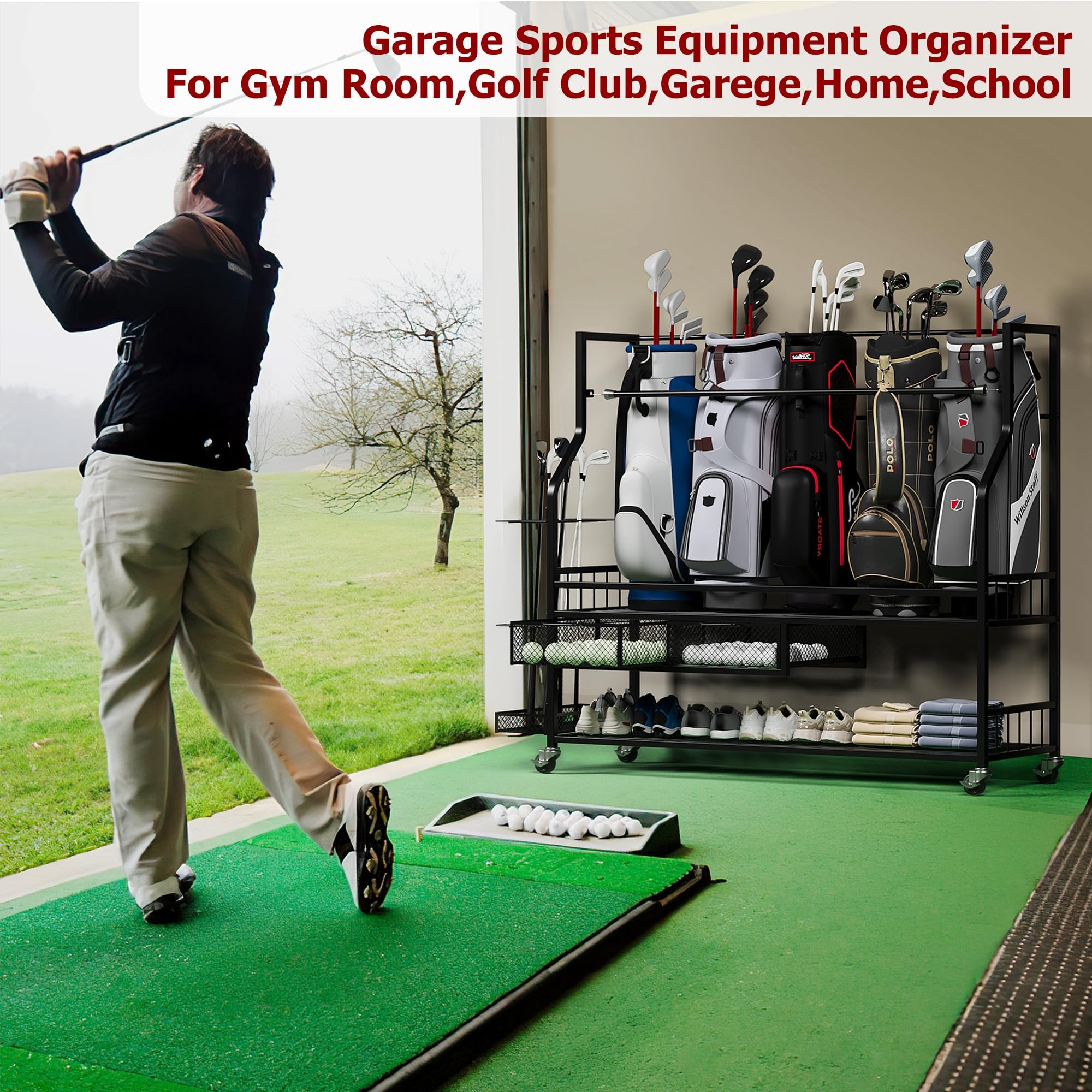 Organizer Penyimpanan Tas Golf - Golf Equipment Garage Storage ulasan dan harga